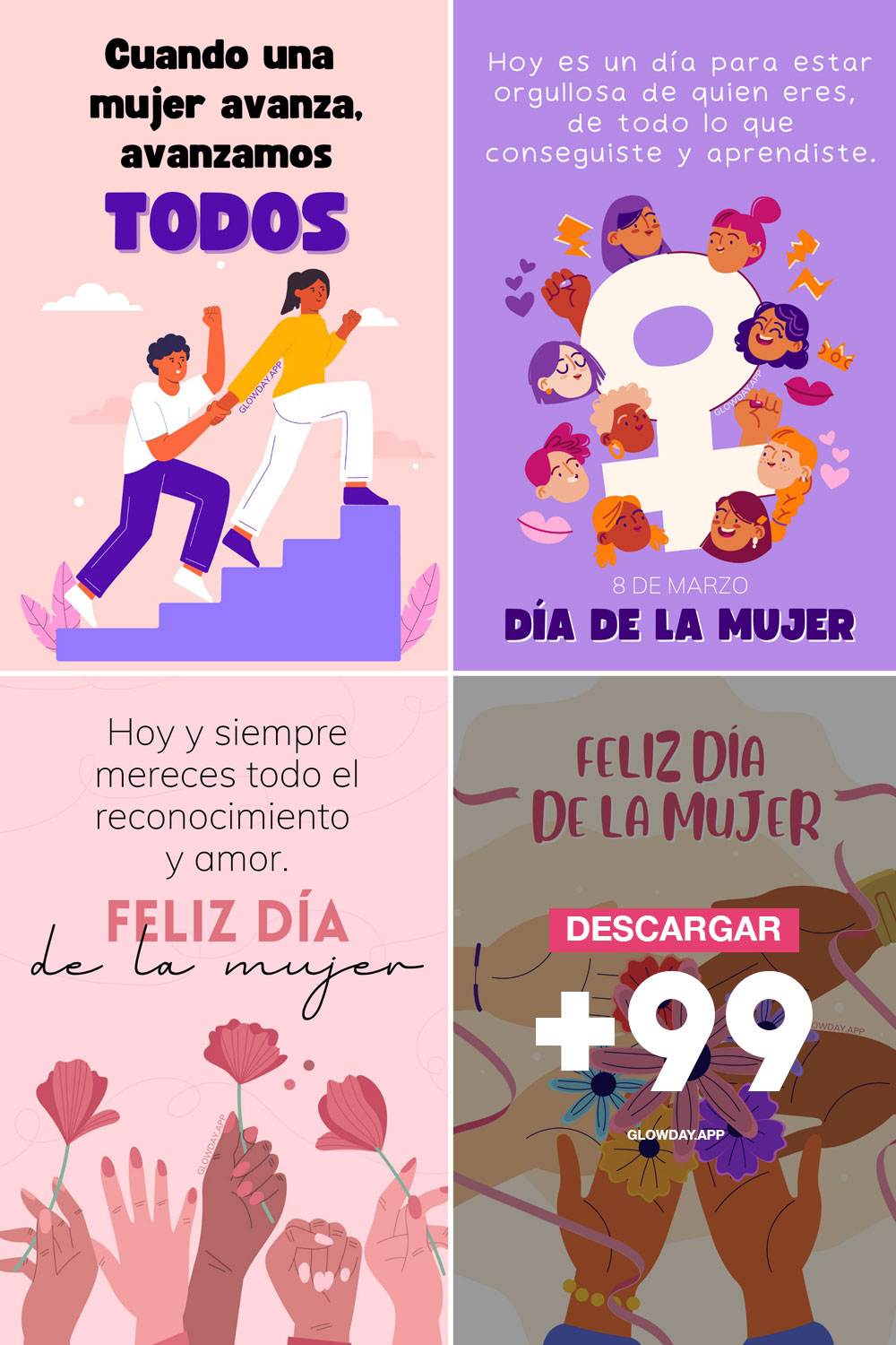 Celebra el 8 de Marzo 💜 Frases y Tarjetas para desear Feliz Día de la Mujer